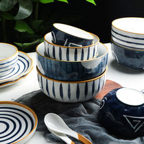 Day-style green and cutlery soup bowls Bowls Bowls and Bowls Sauces Minimalist Creative Dishes Creative Personality Home Composition Suit