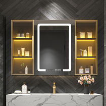Bathroom smart mirror cabinet glass door hanging wall storage with shelf integrated toilet demister solid wood customization