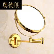 Bathroom all copper gold Beauty Mirror European antique makeup mirror double mirror pendant telescopic magnifying mirror DZ