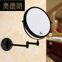 Black all-copper cosmetic mirror European antique bathroom wall hanging folding beauty mirror double-sided telescopic magnifying glass S