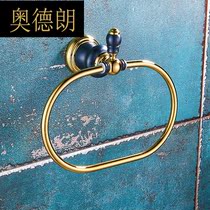 European all copper black ancient golden bathroom towel ring bathroom hardware pendant towel hanging round ring frame American retro