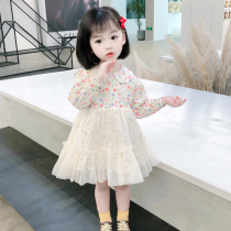 Korean girl dress 2021 autumn childrens baby mesh princess dress Middle and small childrens autumn dress skirt