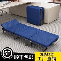Steel frame folding bed single bed lunch bed office bed double sponge hospital wheeled escort bed