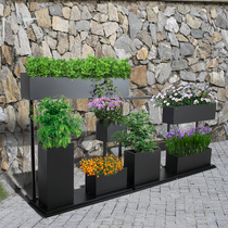 Large flower stand iron flower box combination rectangular outdoor partition multi-layer gardening movable flower trough anti-corrosion Flower Pool