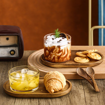 Solid wood tray home breakfast afternoon tea bowl set new fashion high-end wood snack cake plate