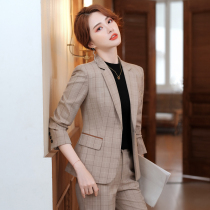 Plaid blazer female Korean version of self-cultivation professional attire temperament goddess Fan Gaodauan Ms. small suit president suit