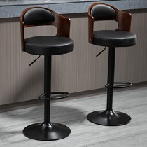 Solid wood backrest bar chair home lifting swivel chair modern simple bar stool front desk cash register bar chair
