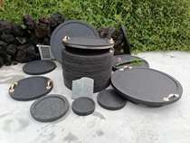 Natural Volcanic Rock Barbecue Plate Round Groove Chinese Barbecue Slate Shake Slate Custom