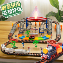  Childrens toy train with track racing simulation electric car train puzzle car boy 3 years old 4 set