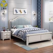 American solid wood childrens bed 1 35m single bed 1 2m white modern minimalist 1 5m soft back high box storage bed
