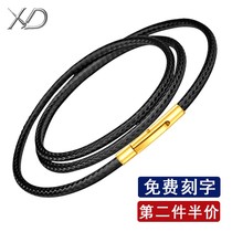 Pendant Pendant Rope for men and women Gold Necklace Rope Wax Leather Rope Emerald Honey Wax Crystal Jade Pendant Handhanging Pendant Rope Black