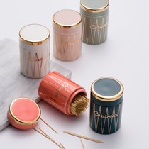 Ceramic toothpick tube light luxury toothpick box home personality creative Nordic dining table toothpick floss storage can Hotel