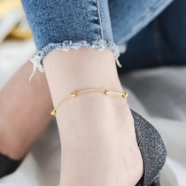 Chow Tai Fook Huanmei New Golden ins niche cold wind senior sense niche transfer bead anklet female foot decoration