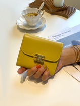 Leather small wallet women short niche design 2021 New Fashion simple cowhide leather large capacity wallet card bag tide