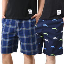 Pure cotton mens pajamas Home thin shorts Cotton loose summer sleeping big pants plus size plaid beach pants