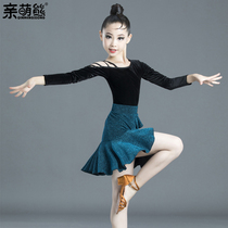 Pro-cute bear girl Latin dance costume children's new high-end autumn and winter exercise competition performance children's Latin skirt