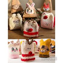 Autumn and winter thick warm floor socks Christmas home coral velvet socks women cartoon cute sleep socks moon socks