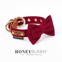 Autumn Winter Puppy Edition Dog plate lettering Item Circle Genuine Leather Dog Rope Neckline Butterfly Knot Small And Medium Dog Traction Rope