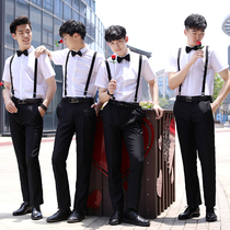 Best man suit brother outfit 2021 new summer bib sling style suit wedding wedding shirt creative suit