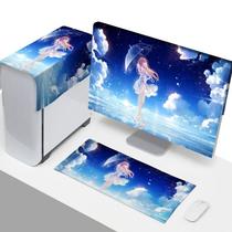 Computer cover dust cover Desktop display decorative cover cover cute animation keyboard host dust cover cloth three-piece set