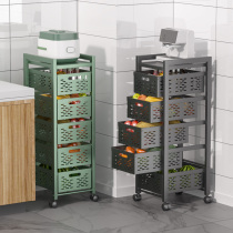 Kitchen storage rack with drawer vegetable basket floor-to-floor multi-layer pull-out clip cabinet vegetable and fruit rack