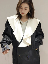 Chinas current Eenk ruffle big lapel loose breasted Shirt womens autumn long sleeve jacket Park Hyo Min the same model