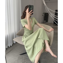 Fa-style small crowdsourced knee-length nepotism design senses slim hollowed-out scooters High level sensational dress Womens summer