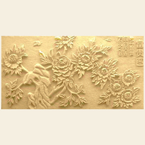Sandstone relief custom sandstone background wall Chinese hotel front desk mural courtyard exterior wall sand sculpture flowers blossom rich