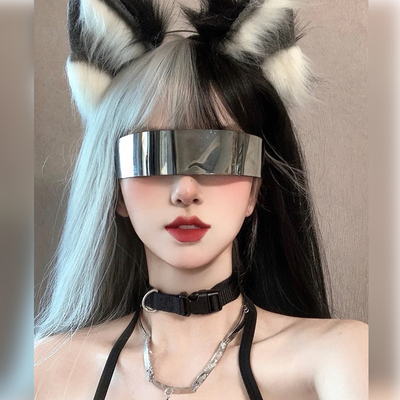 taobao agent Black and white wig, helmet, straight hair, halloween, cosplay, Lolita style