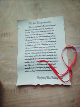 Parchment paper writing medieval hand-written newspaper wedding ceremony painting love letter on behalf of handwritten wish copy