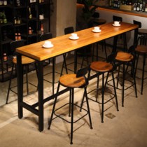Solid wood bar table Marble milk tea shop Balcony window table and chair Home bar table High foot table Wall long table
