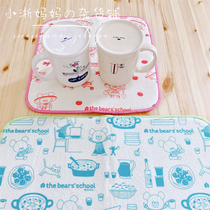 Spot ~ Japan buy back to school bear reading bear drain pad kitchen Cup tableware drain a pack of 2 packs