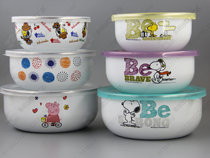 Foreign trade Children Enamelling Practical Na Box Foam Noodles Bowl Thickening Three Sets Enamel Bowl with cover enamel Refreshing Bowl Ice Bowl Ice