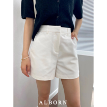Alborn21 summer simple and versatile high waist wide leg shorts show thin belly A word casual suit shorts women