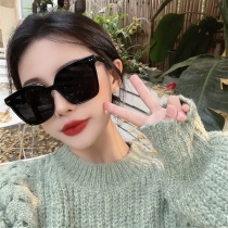 Large frame black advanced ink mirror woman large face slim sunglasses fashion net red retro square Korean version of glasses tide