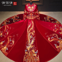 Luxury show clothes 2021 New Bride wedding Chinese wedding dress toast out of the pavilion phoenix crown Xia thin show