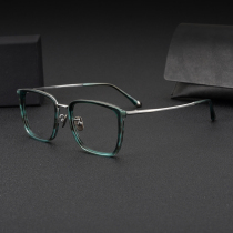 New hard goods Japanese and Korean literary square wide face myopia frame pure titanium ultra-lightweight plate frame for men and women