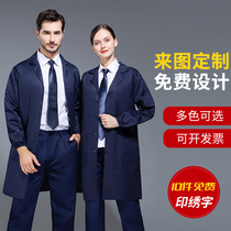 Blue coat overalls long warehouse porters gown canteen food factory protective clothing labor protection clothing dirty long sleeves