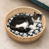 Cat Nest Winter Warm Cat Mitten Four Seasons Universal Rattan Chic Cat Cohornet Red Cat Nest can be detached to wash house Villa Cat Bed
