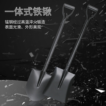 Pioneering one-piece shovel All-steel thickened stainless steel outdoor vehicle-mounted off-road vehicle with flat mouth agricultural digging shovel