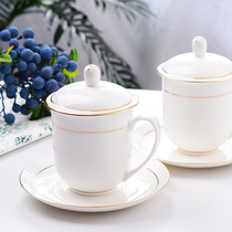 Jingdezhen teacup ceramic with cover hand painted gold bone china water cup Office meeting Phnom Penh cup custom LOGO