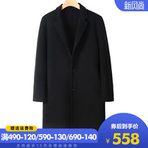  Thickened winter warm double-sided cashmere coat mens medium and long alpaca alpaca wool coat