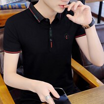 Summer new mens short-sleeved T-shirt trend lapel polo shirt mens cotton slim-fit tide brand casual T-shirt top