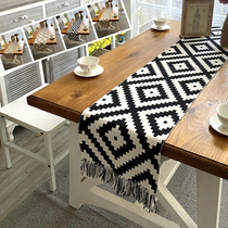 Long bar table cloth tea table flag Nordic fashion TV cabinet shoe cabinet tea table cover bed bed tail towel black and white pattern