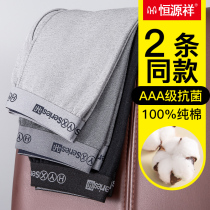Hengyuan Xiang Mens Pure Cotton Autumn Pants Spring Autumn Season Big Code Tight Fit Beat Bottom Lining Pants Thin Section Loose Warm Line Pants Winter