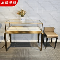 Stainless steel metal jewelry display cabinet jade jewelry first jewelry display cabinet transparent glass counter can be customized