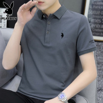 Playboy Summer Short Sleeve T Shirt Mens Top 2023 New Trend Casual Ice Front Roll over Polo Shirts