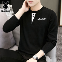 Playboy sweater mens knitwear autumn base coat loose trend black crew neck sweater men