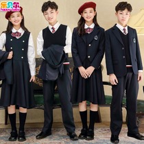 British school uniform suit for primary and secondary school students suit class suit three-piece Korean uniform spring and autumn winter kindergarten dress skirt