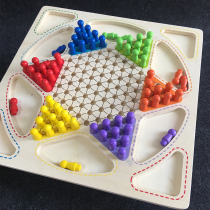 Childrens puzzle checkers Flying chess two-in-one wooden board desktop parent-child games chess toys 345678 years old